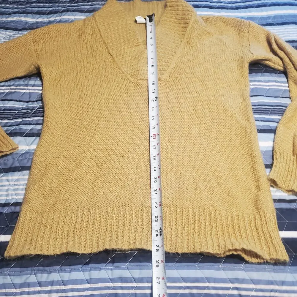 J. Crew Mohair Wool Blend Shawl Neck Sweater Golden Yellow Size M